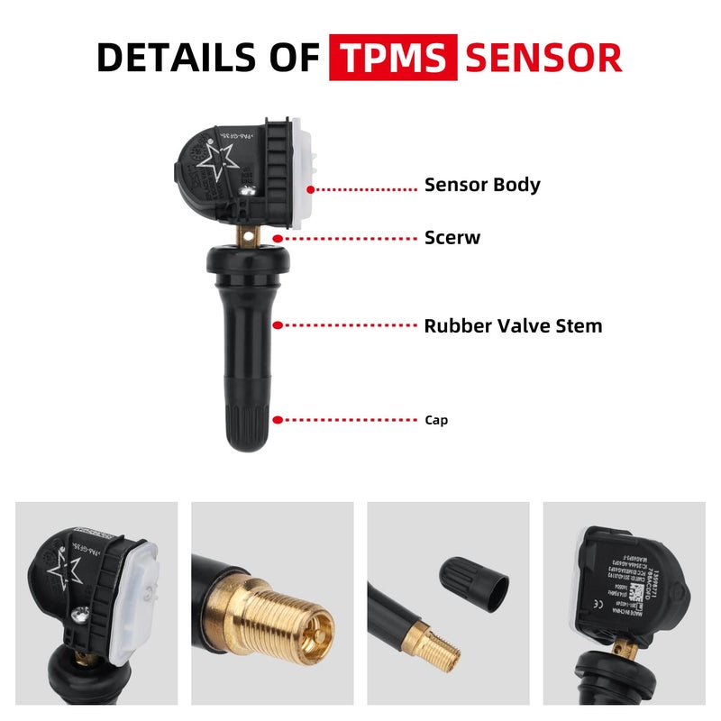 SEINECA 13598771 315MHz Preprogrammed Tire Sensor Compatible with Chevy GMC &Other GM Vehicles- Silverado Tahoe Sierra Yukon Escalade, Snap-in Tire Pressure Monitoring System (TPMS) Sensor Rubber Valve Stem - Image 5